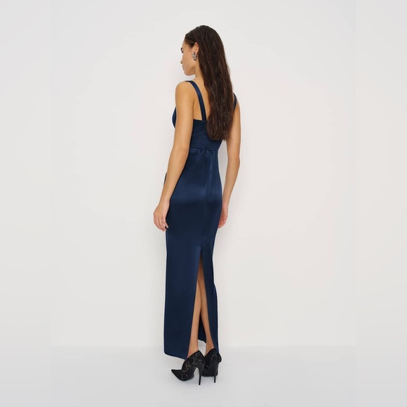Reformation Ambre Silk Dress in Navy - Picture 2 of 3